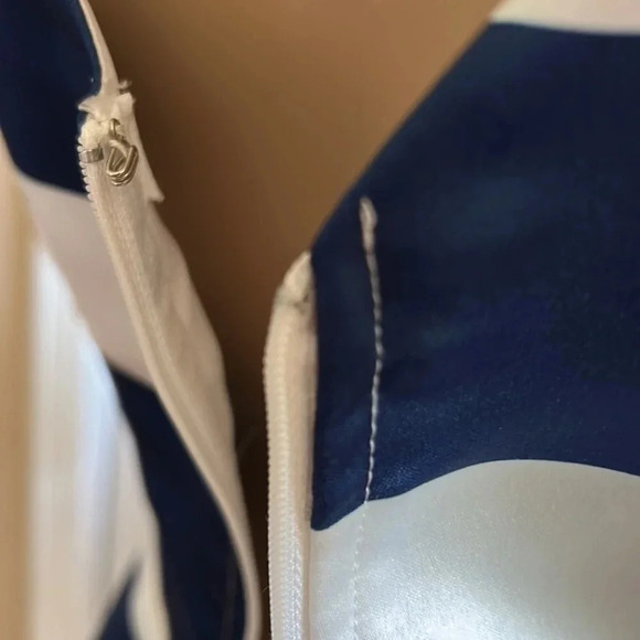 Colorblock flounce striped pleated dress,S, slight shimmer EC, coastal,fit&flare - Picture 10 of 13